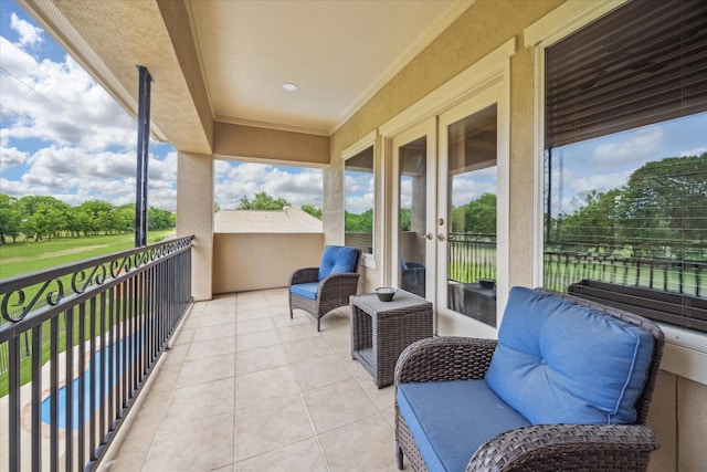 balcony with french doors
