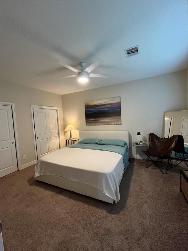 4327 Robertson St, Houston, TX 77009 - carpeted bedroom with baseboards, ceiling fan, and visible vents
