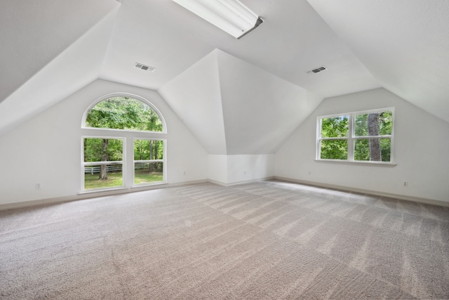 additional living space with visible vents, baseboards, and carpet floors