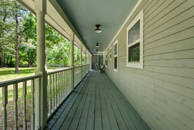 wooden deck featuring a porch