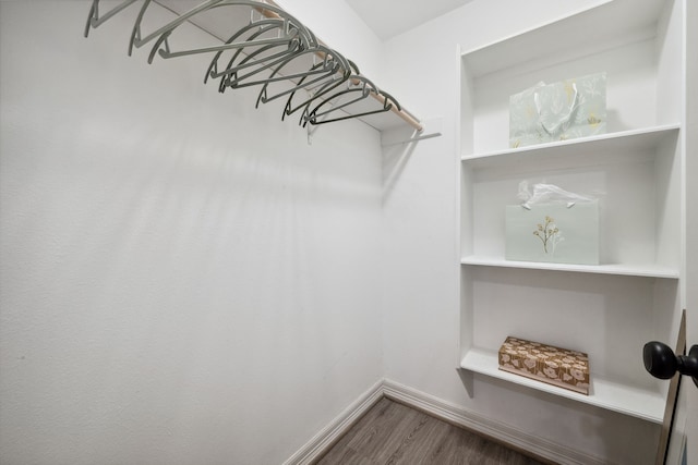 spacious closet with wood finished floors