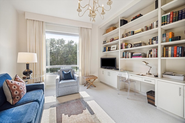 2207 Bancroft St Unit 301, Houston, TX 77027 - office space featuring light colored carpet, built in study area, a chandelier, and built in features