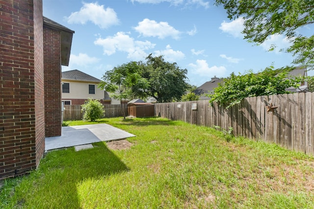 view of yard featuring a fenced backyard and a patio area