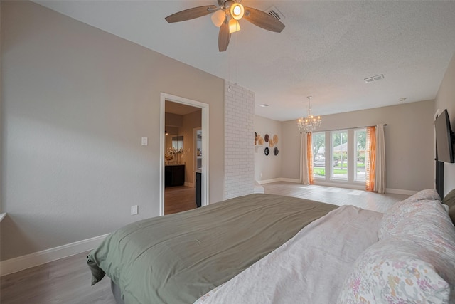 1709 Coles Farm Dr, Sugar Land, TX 77478 - bedroom with baseboards, a chandelier, wood finished floors, and ceiling fan