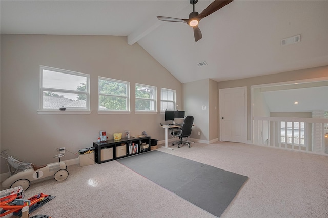 1709 Coles Farm Dr, Sugar Land, TX 77478 - office space with a ceiling fan, light colored carpet, and baseboards