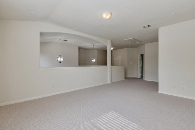 2712 Park Falls Dr, Pearland, TX 77584 - carpeted empty room with attic access, lofted ceiling, and baseboards