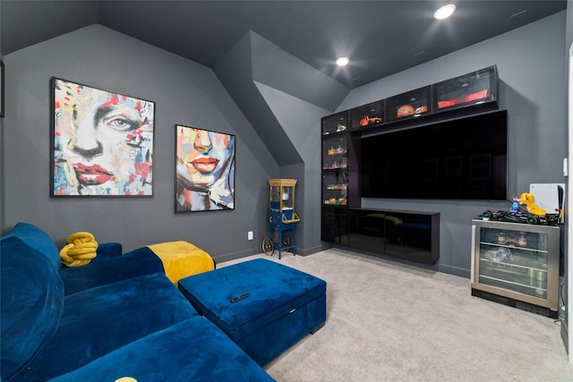 18114 Harbor Trail Ln, Conroe, TX 77302 - living area featuring recessed lighting, baseboards, vaulted ceiling, and carpet