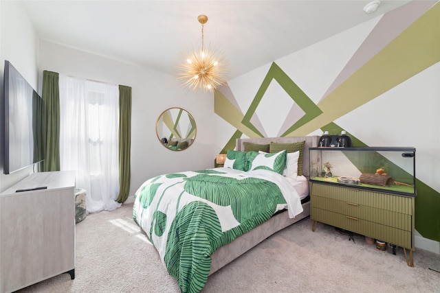 18114 Harbor Trail Ln, Conroe, TX 77302 - bedroom with carpet and a chandelier