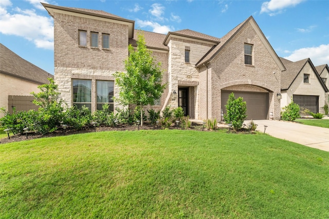 18114 Harbor Trail Ln, Conroe, TX 77302 - view of front of home with brick siding, a front lawn, and driveway