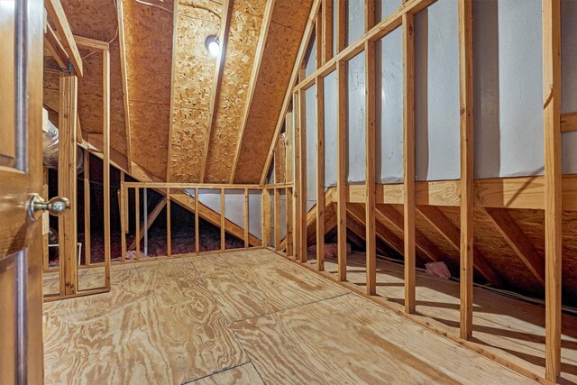 view of unfinished attic