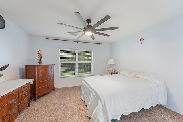 13935 Pueblo Run, Cypress, TX 77429 - bedroom with light colored carpet, baseboards, ceiling fan, and visible vents
