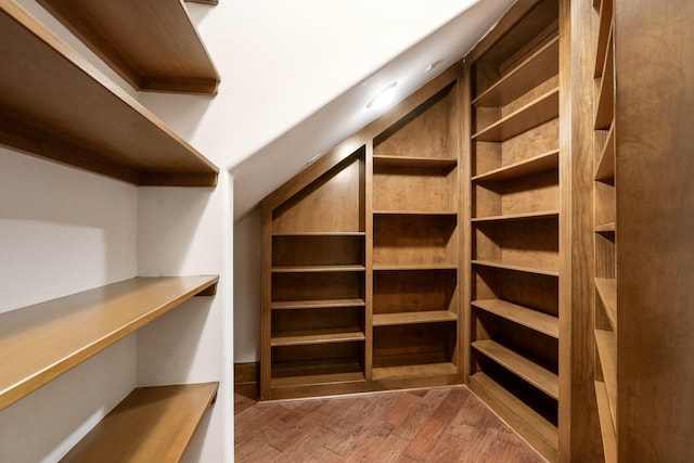 walk in closet featuring wood finished floors