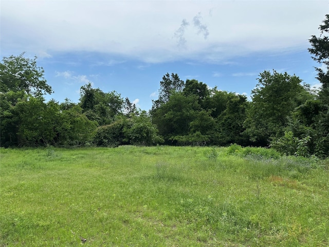 view of landscape with a wooded view