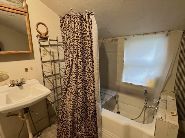 full bath with a sink and a bathing tub