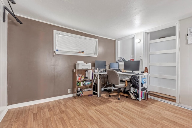 808 Morrell St, Baytown, TX 77520 - office space featuring baseboards, a textured ceiling, and wood finished floors