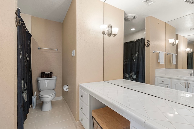3749 Wakeforest St, Houston, TX 77098 - full bathroom with tile patterned flooring, toilet, vanity, and curtained shower