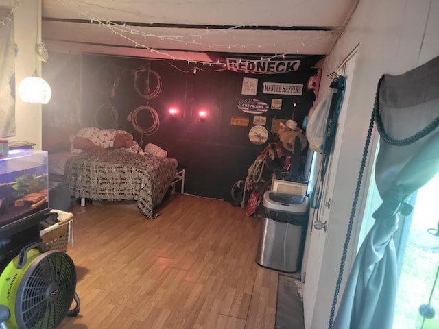 bedroom featuring light wood finished floors