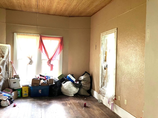 miscellaneous room with wood ceiling and hardwood / wood-style flooring