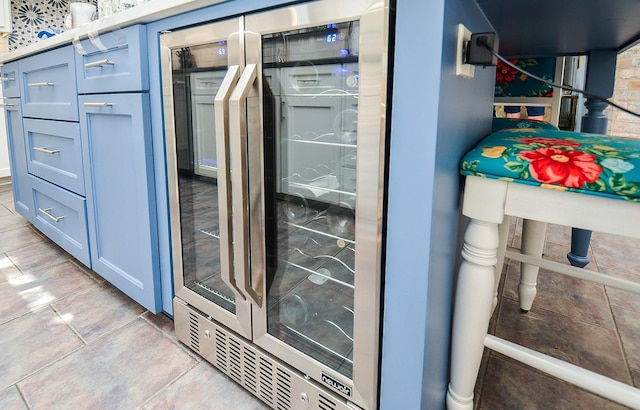 kitchen view of beverage cooler