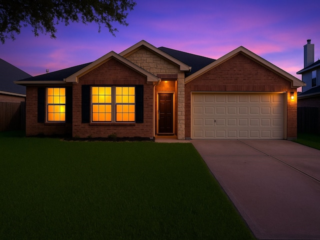 2418 Fawnlake Cir, Katy, TX 77493 - single story home featuring driveway, a front yard, a garage, brick siding, and fence