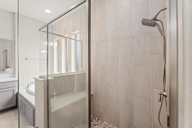 19506 Timberlake Glen Trl, Cypress, TX 77433 - full bathroom with vanity and a shower stall