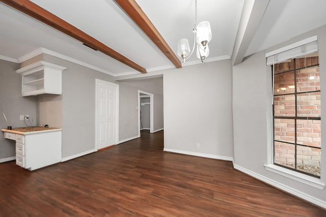 15510 Jersey Dr, Jersey Village, TX 77040 - unfurnished living room featuring dark wood-type flooring and a chandelier