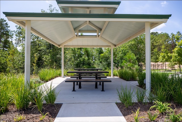 surrounding community with a gazebo and a patio