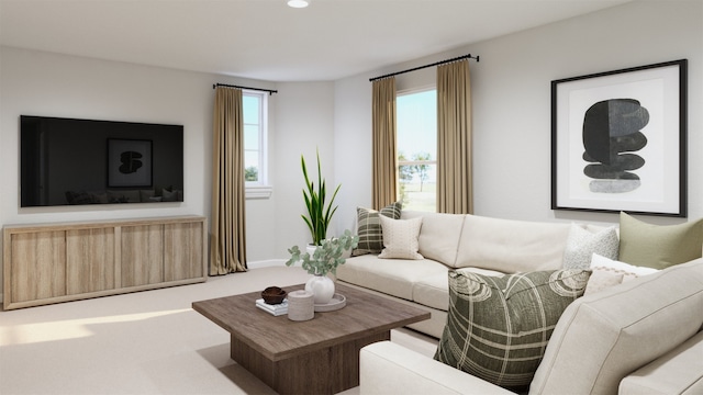 living area featuring recessed lighting