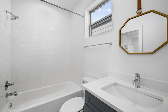 full bathroom with vanity, toilet, and shower / washtub combination