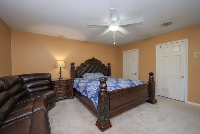 5503 Pebble Springs Dr, Houston, TX 77066 - bedroom with light carpet, ceiling fan, and baseboards