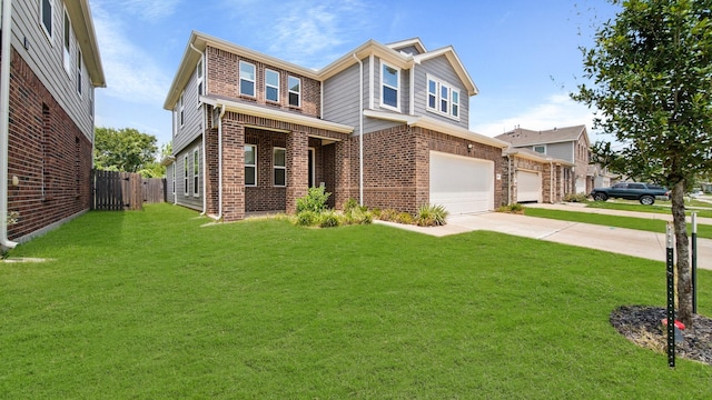 6630 Elks Trce, Richmond, TX 77406 - view of front of home with brick siding, an attached garage, driveway, and a front lawn