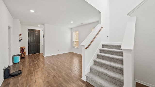 6630 Elks Trce, Richmond, TX 77406 - entryway featuring stairs, recessed lighting, baseboards, and wood finished floors