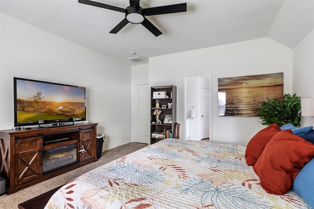 bedroom with carpet and a ceiling fan