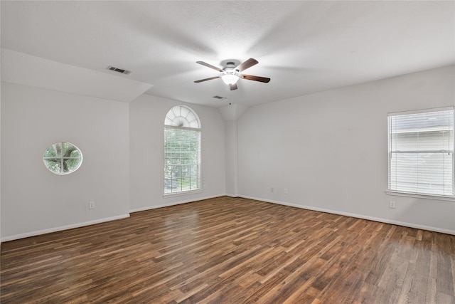 23106 Willow Canyon Dr, Katy, TX 77494 - unfurnished room with wood finished floors, ceiling fan, and baseboards