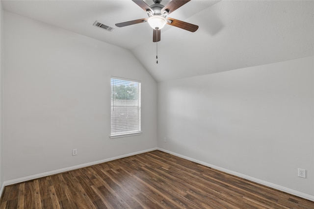 23106 Willow Canyon Dr, Katy, TX 77494 - unfurnished room featuring a ceiling fan, wood finished floors, baseboards, and lofted ceiling