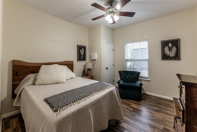 50 Canary St, Point Blank, TX 77364 - bedroom with baseboards, wood finished floors, and a ceiling fan