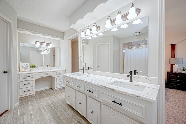 12622 Pine Bough Ln, Cypress, TX 77429 - full bath with a sink, an inviting chandelier, and double vanity
