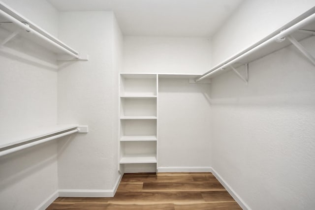 walk in closet featuring wood finished floors