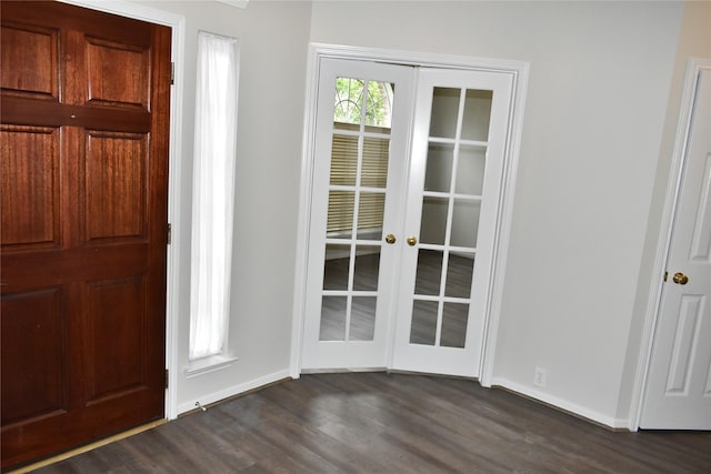 11111 Sprucedale Ct, Houston, TX 77070 - foyer entrance with baseboards, french doors, and dark wood-style floors