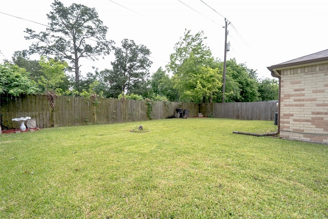 view of yard with a fenced backyard