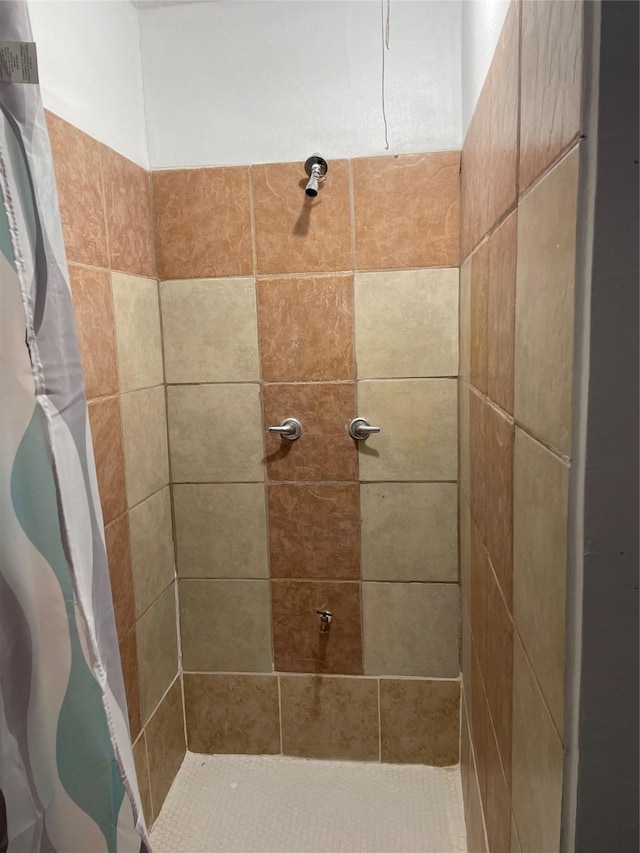 bathroom featuring a tile shower