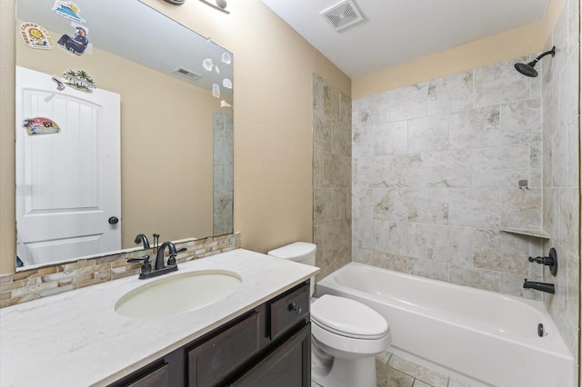 31183 Pecan Creek Dr, Brookshire, TX 77423 - full bath featuring bathing tub / shower combination, vanity, toilet, and visible vents
