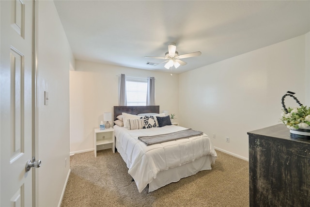 19106 S Rim Trl, Spring, TX 77388 - bedroom with baseboards, visible vents, ceiling fan, and light colored carpet