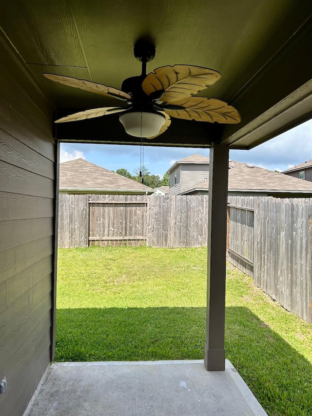 14670 Canyon Pines Ln, New Caney, TX 77357 - view of yard featuring ceiling fan and a patio area