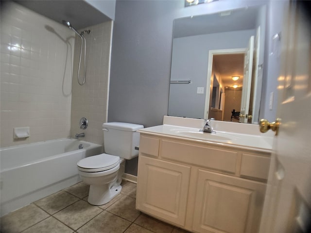 3905 Austin Lake Ct, Pearland, TX 77581 - bathroom with vanity, shower / bathing tub combination, tile patterned floors, and toilet