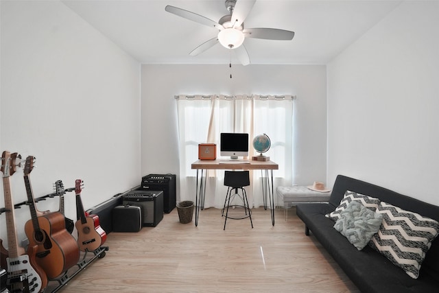 1202 Casal Springs Ct, Crosby, TX 77532 - home office featuring a ceiling fan and wood finished floors