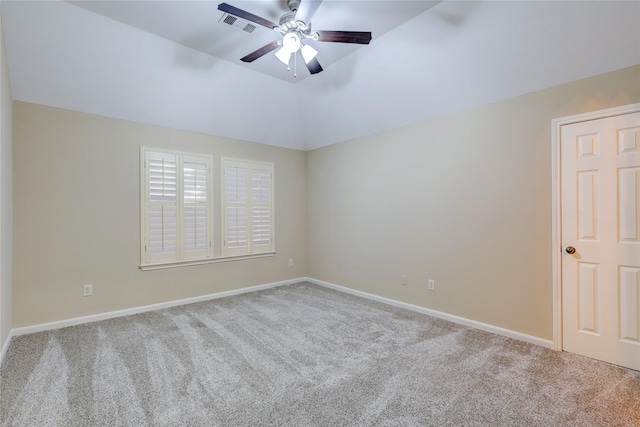 5507 Opal Cove Ct, Katy, TX 77494 - spare room with baseboards, carpet, ceiling fan, and lofted ceiling