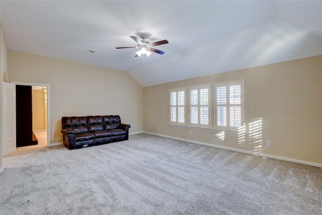 5507 Opal Cove Ct, Katy, TX 77494 - unfurnished room with baseboards, ceiling fan, carpet flooring, and lofted ceiling