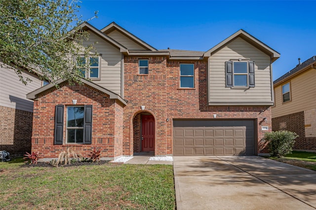 24114 Morrison Ln, Katy, TX 77493 - view of front of home with brick siding, a garage, and concrete driveway