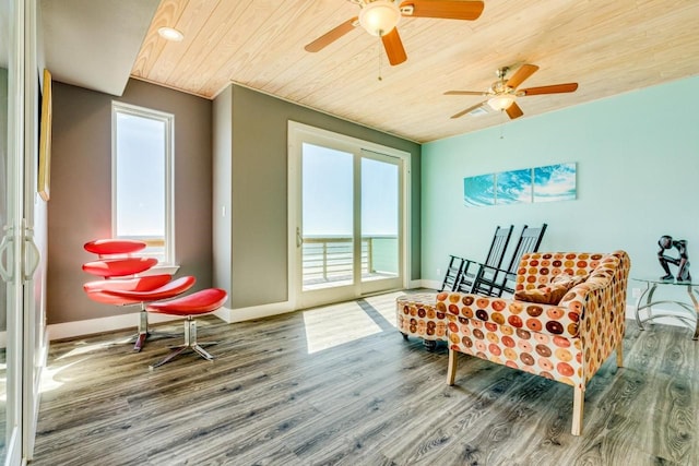 2386 Hwy 87, Gilchrist, TX 77617 - living area with a healthy amount of sunlight, wooden ceiling, and wood finished floors